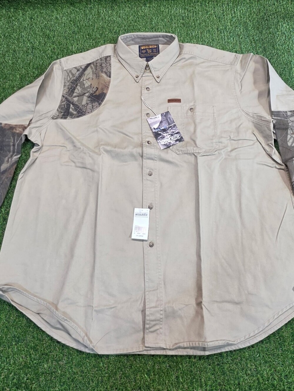 Woolrich Men's 2XL Button-Up Long Sleeve Shirt with Camouflé